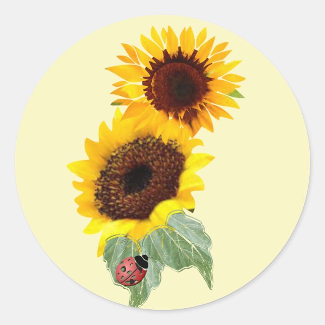Sticker Rond 2 Tournesols et une bactérie de la Dame : (Devant)