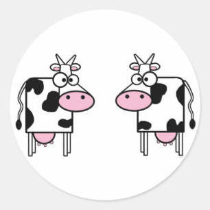 Sticker Rond 2 vaches amusantes
