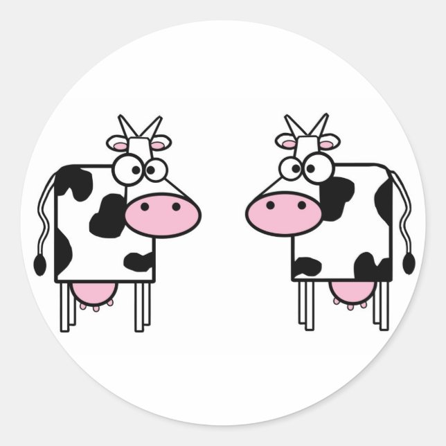Sticker Rond 2 vaches amusantes (Devant)