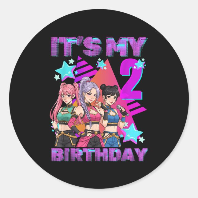 Sticker Rond 2 Years Old Birthday K P Kids 2nd Birthday Girls K (Devant)