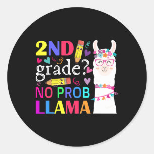 Sticker Rond 2e année Aucun problème-llama Enseignant Élève Pre