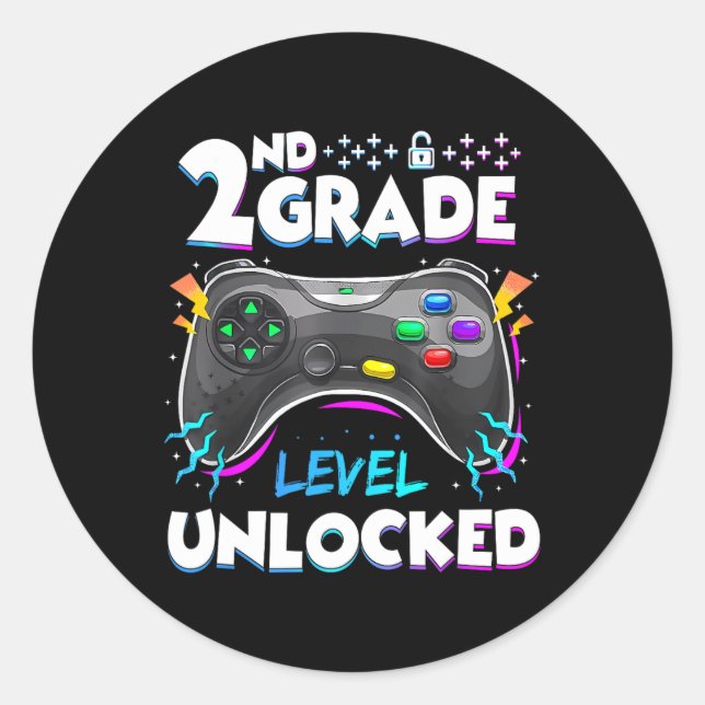 Sticker Rond 2e année déverrouillée Retour à l'école Premier jo (Devant)