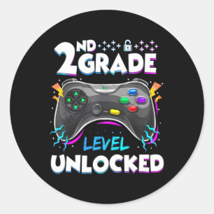 Sticker Rond 2e année déverrouillée Retour à l'école Premier jo