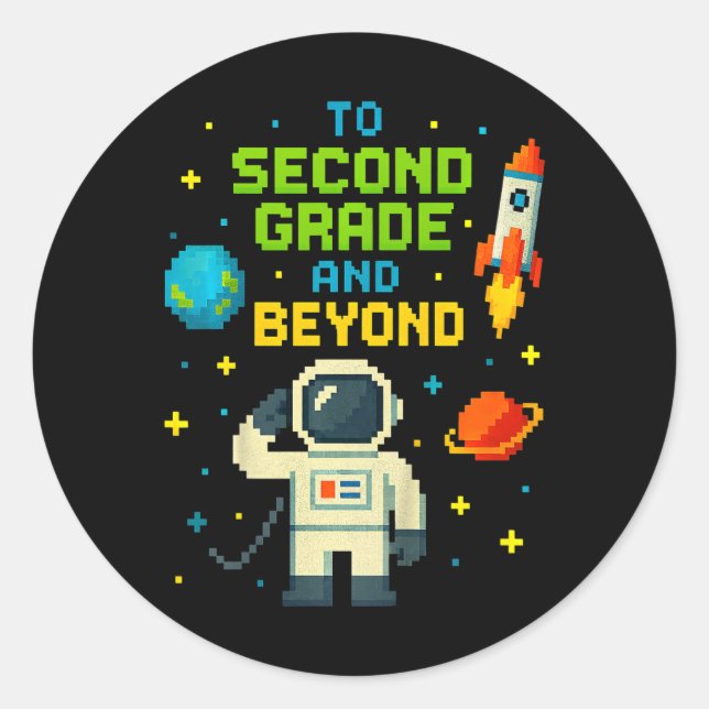 Sticker Rond 2e année et au-delà Astronaut Space Boys Gamer Fi (Devant)