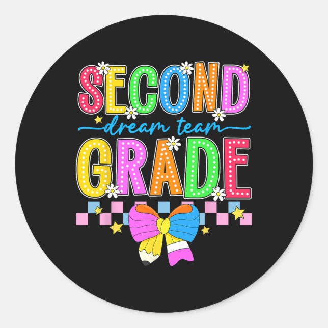 Sticker Rond 2e année pour les filles garçon enseignant deuxièm (Devant)