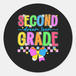 Sticker Rond 2e année pour les filles garçon enseignant deuxièm