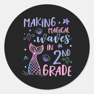 Sticker Rond 2E Année Pour Les Filles Mignonne Sirène Retour À