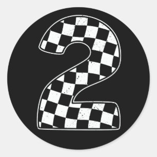 Sticker Rond 2e anniversaire À damiers numéro 2 de course autom