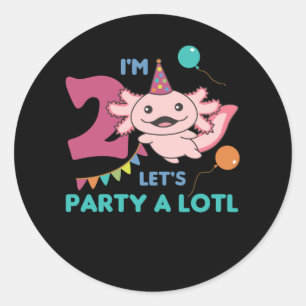 Sticker Rond 2e anniversaire Axolotl Axolotl deux ans douces