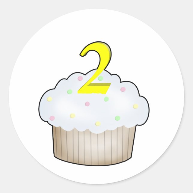 Sticker Rond 2e anniversaire Cupcake (Devant)
