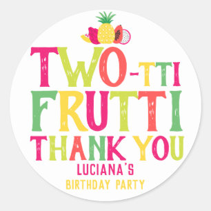 Sticker Rond 2e anniversaire Merci de fruits à deux tti