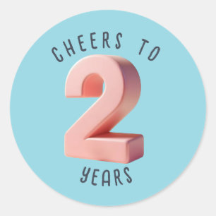 Sticker Rond 2e anniversaire ou anniversaire 3D Numéro jalon