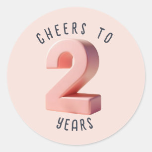 Sticker Rond 2e anniversaire ou anniversaire 3D Numéro jalon