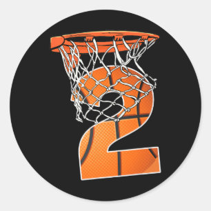 Sticker Rond 2e Anniversaire Sport 2 Ans Basketball 2 Garçons K