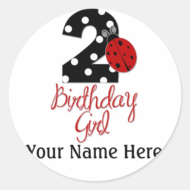 Sticker Rond 2e fille anniversaire - Ladybug - 2 Bug dame (Devant)