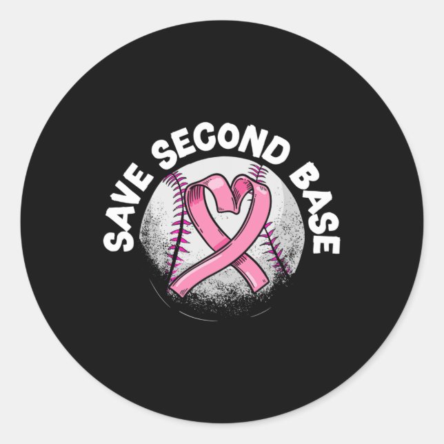 Sticker Rond 2e joueur de base-ball Sensibilisation au cancer d (Devant)