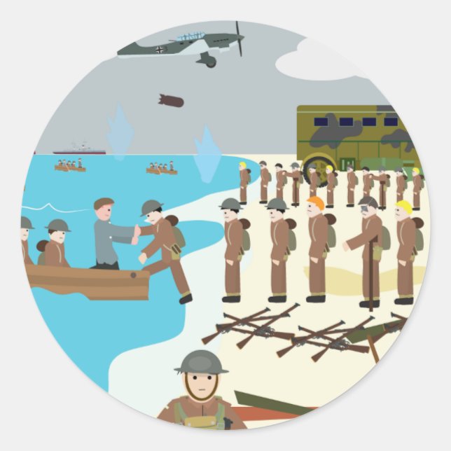 Sticker Rond 2ème guerre mondiale de Dunkerque (Histoire simple (Devant)