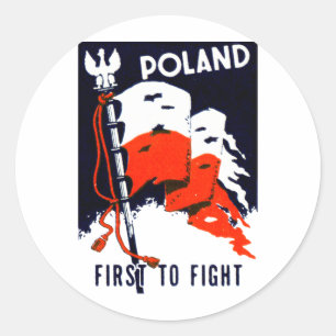 Sticker Rond 2ÈME GUERRE MONDIALE Pologne, combattre d'abord