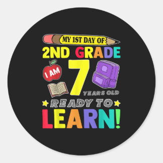 Sticker Rond 2nd Grade Back to First Day of School T-Shirt