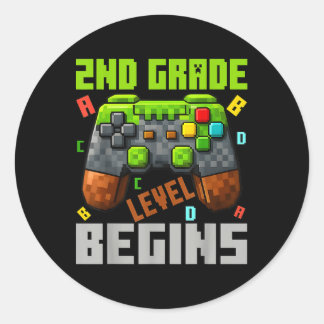 Sticker Rond 2nd Grade Level Begins Gaming Gamer Boys Kids Back