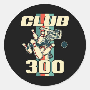Sticker Rond 300 Bowling Vintage Retro Club 300 Bowling
