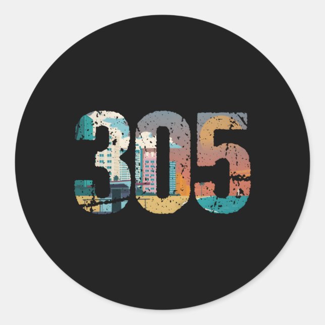 Sticker Rond 305 Dade County Miami (Devant)
