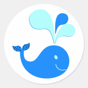 STICKER ROND 307607 GRAPHIQUES DE BALEINE BLEUE DE CARTOON CUTE