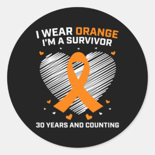 Sticker Rond 30 ans Leucémie Survivor Dons Orange Cancer Gratui
