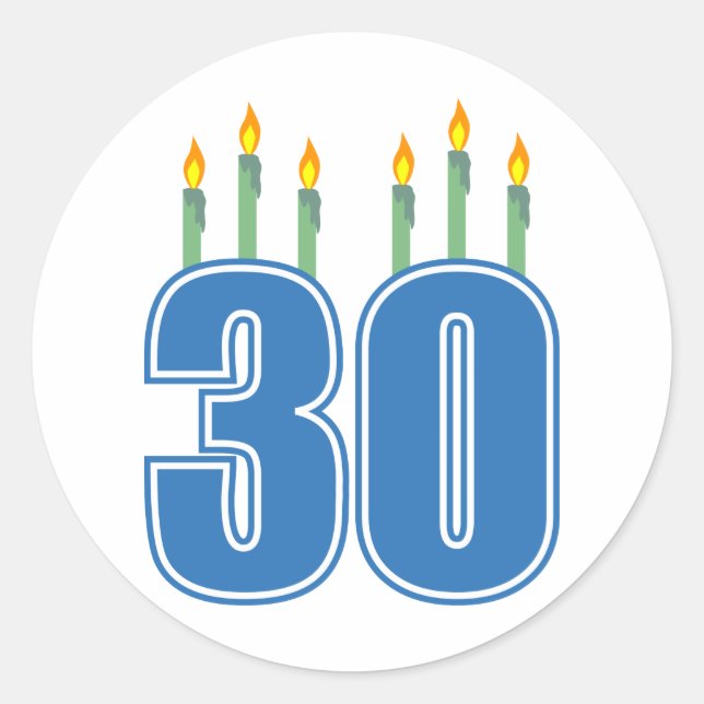 Sticker Rond 30 bougies (Bleu / Vert) (Devant)