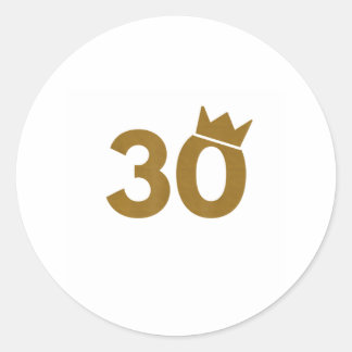Sticker Rond 30 Couronne d'or - 30e cadeau d'anniversaire