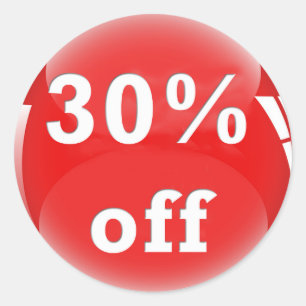 Sticker Rond 30% outre (pour cent) de l'autocollant brillant