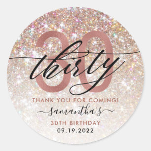 Sticker Rond 30e anniversaire Chic Parties scintillant Ombre Me
