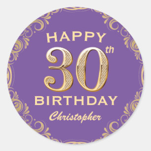 Sticker Rond 30e anniversaire de la Parties scintillant violet