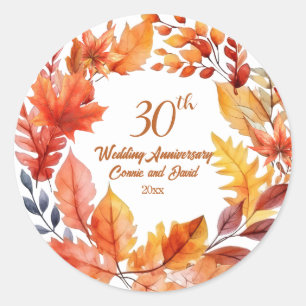Sticker Rond 30e anniversaire de mariage floral d'automne
