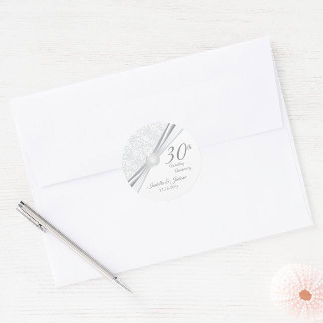 Sticker Rond 30e anniversaire du Mariage Pearl (Enveloppe)