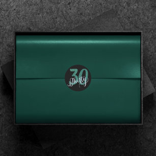 Sticker Rond 30e Vert   Black Anniversaire Party  