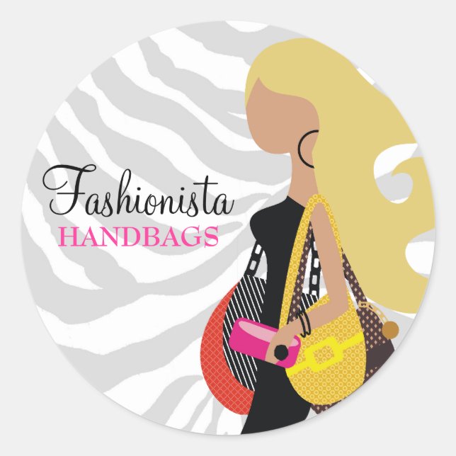Sticker Rond 311 Blonde Fashionista Purses Zebra (Devant)