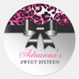 Sticker Rond 311 Bowlicious Black Hot Pink Leopard