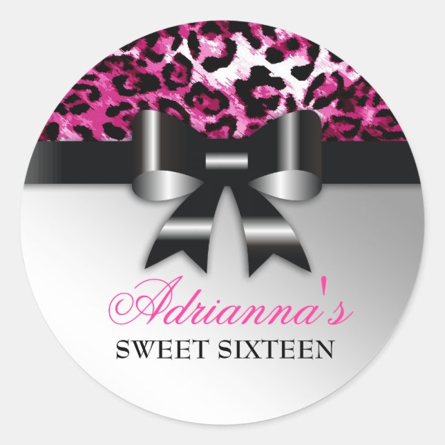 Sticker Rond 311 Bowlicious Black Hot Pink Leopard (Devant)