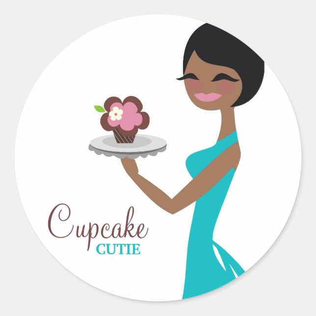Sticker Rond 311 Carmella la Cupcake Cutie boîte cadeau Bleu (Devant)