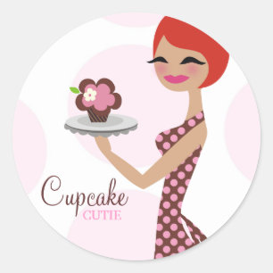 Sticker Rond 311-Cherrie l'autocollant de Cutie de petit gâtea