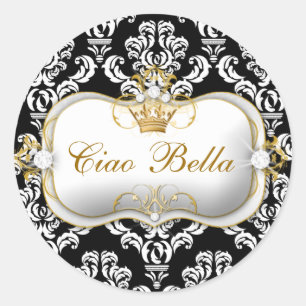 Sticker Rond 311 Ciao Bella Elegant Damask Black White