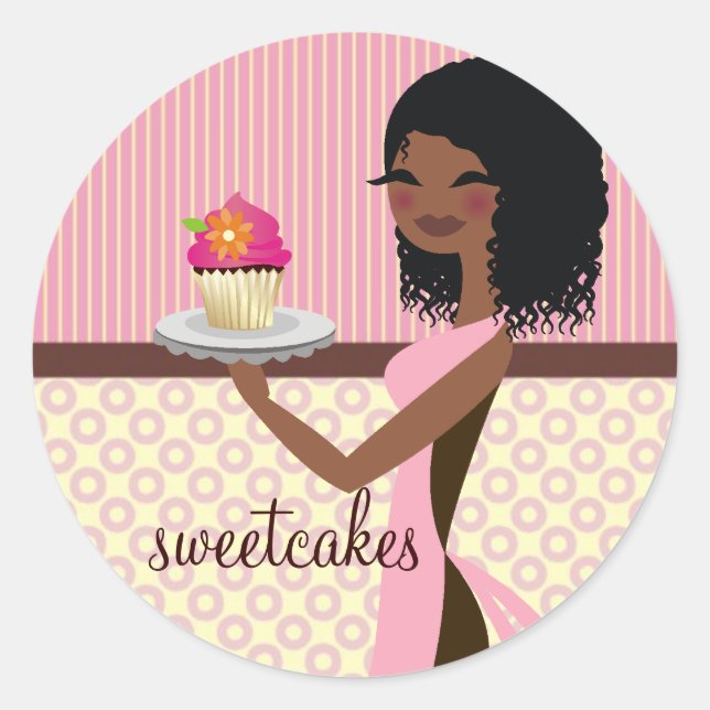 Sticker Rond 311 Cupcake Cutie - African American Pink (Devant)
