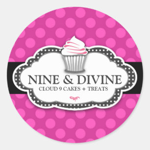 Sticker Rond 311 Cupcakes Divins Points Roses