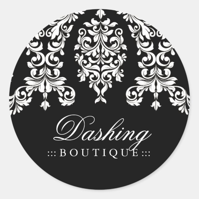 Sticker Rond 311 Dashing Damask noir blanc (Devant)