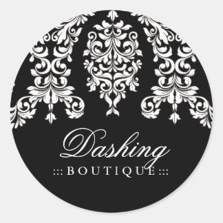 Sticker Rond 311 Dashing Damask noir blanc
