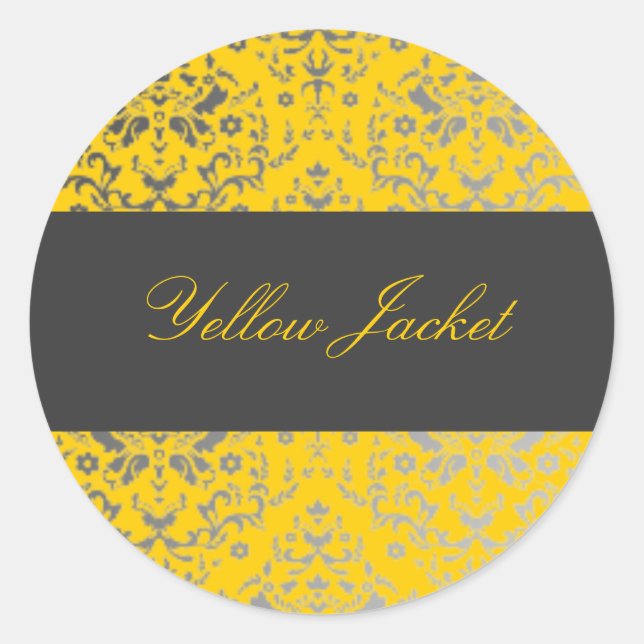 Sticker Rond 311-Dazzling Damask Jaune Veste (Devant)
