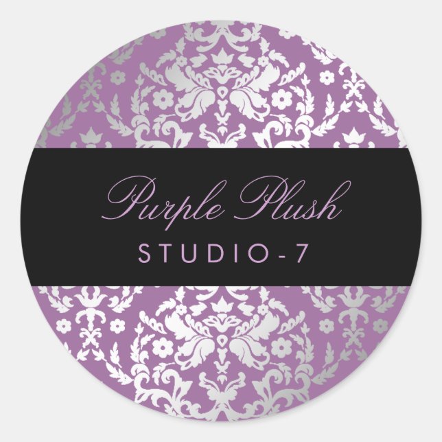 Sticker Rond 311 Dazzling Damask Purple Plush (Devant)