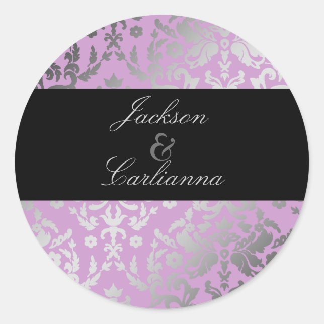 Sticker Rond 311-Dazzling Damask Violet sauvage (Devant)