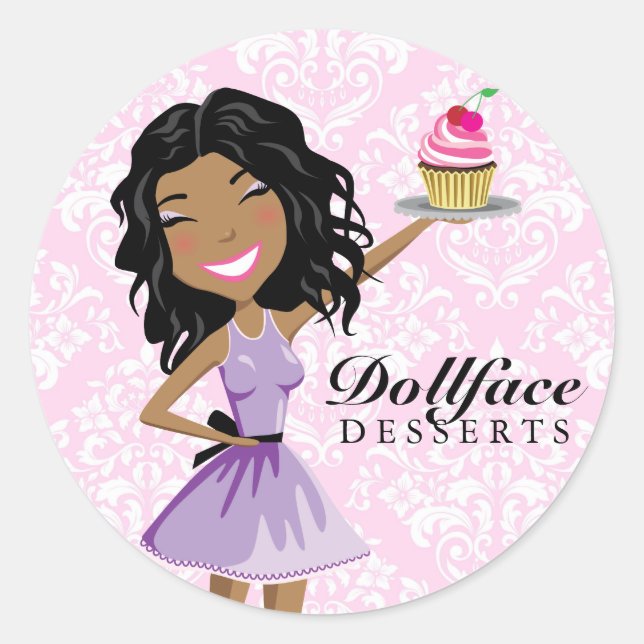 Sticker Rond 311 Dollface Desserts Ebonie rose Damas (Devant)